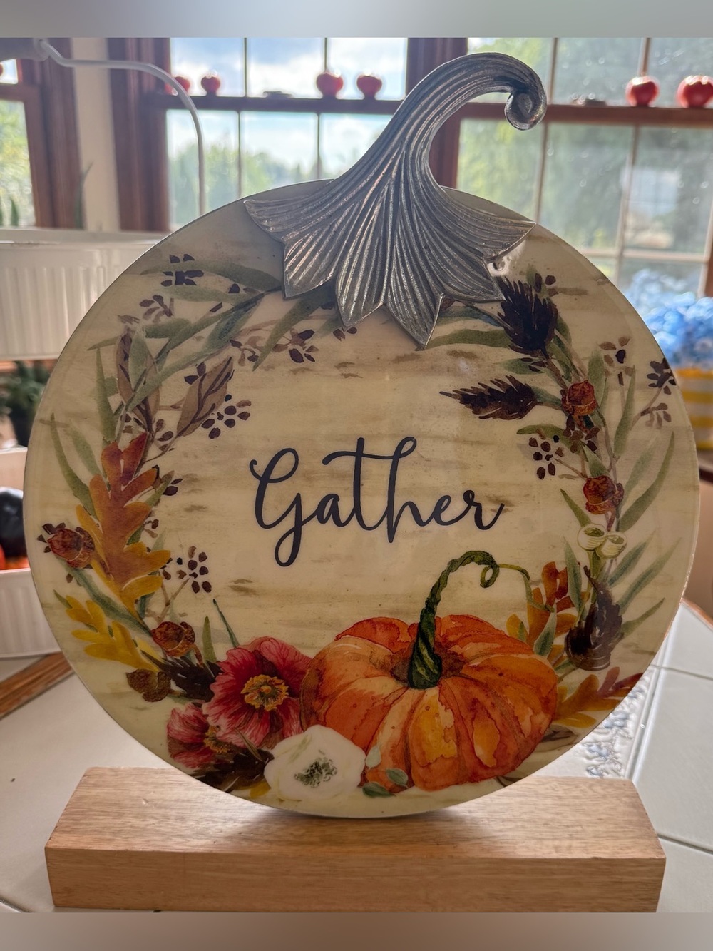 Gather Pumpkin Floral Fall Farmhouse Tabletop Decor - Picture 2 of 8